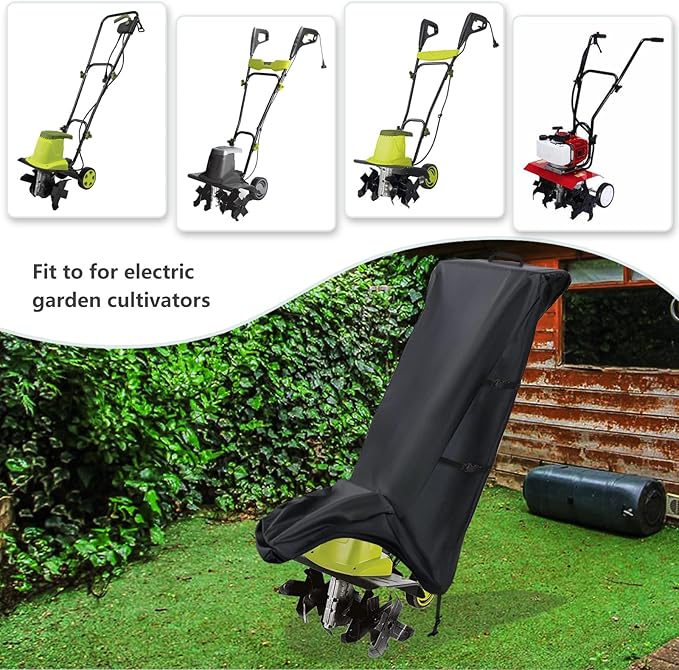 Okcool Electric Tiller Cover,Heavy Duty Waterproof Cultivator Cover for Sun Joe Electric Garden Tiller,Black
