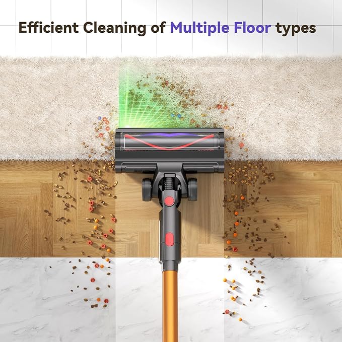 TechRise Cordless Vacuum Cleaner for Home, Powerful Suction Stick Vacuum with Tangle-Free Brush, Up to 60 Min Runtime, 8-in-1 Versatile & Self-Standing for Hardwood Floors, Carpets, Pet Hair