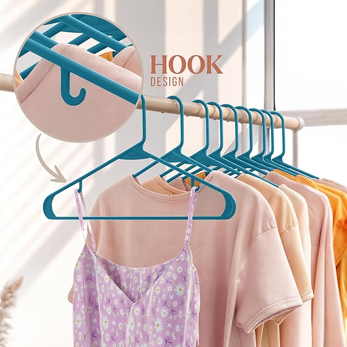 Plastic Hangers 20 Pack Blue - Clothes Hangers - Makes The Perfect Coat Hanger and General Space Saving Clothes Hangers for Closet - Percheros Ganchos para Colgar Ropa Hangars