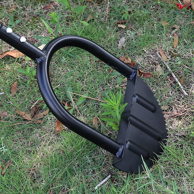 Pissente Half Moon Edger, High Hardness Carbon Steel Manual Cutting Shovel, Long Handle Trimming Tool for Garden Landscape Flower Bed Sidewalk Patio