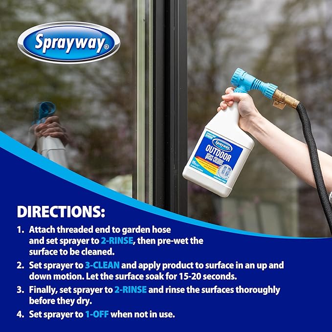 Sprayway Outdoor Glass Cleaner, 32oz, Pack of 6 | Streak-Free Shine, Foaming Action | Ideal for Windows, Patio Doors, and Outdoor Glass Surfaces