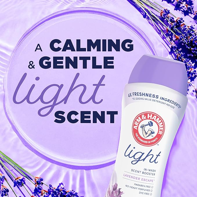 ARM & HAMMER Light In-Wash Scent Booster, Laundry Scent Booster Lavender Escape scent, 24 Oz