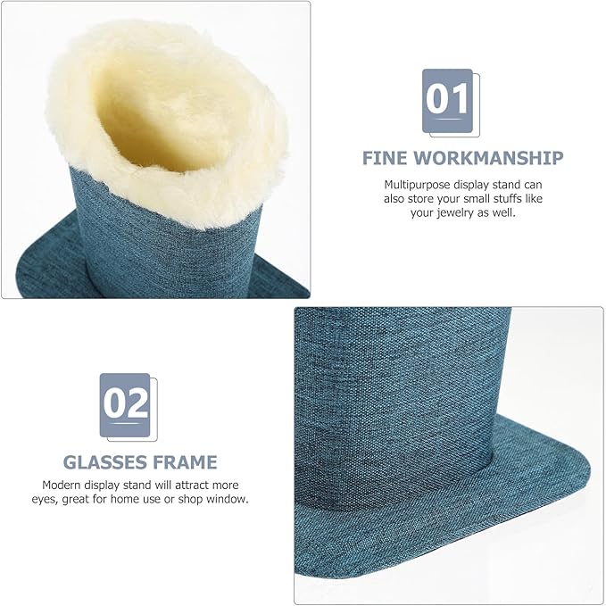 SEWACC Linen Fabric Glasses Holder Stand 2pcs, Plush-Lined Eyewear Organizer Base for Sunglasses and Reading Glasses, Convenient Desktop Storage for Nightstand and Office Use