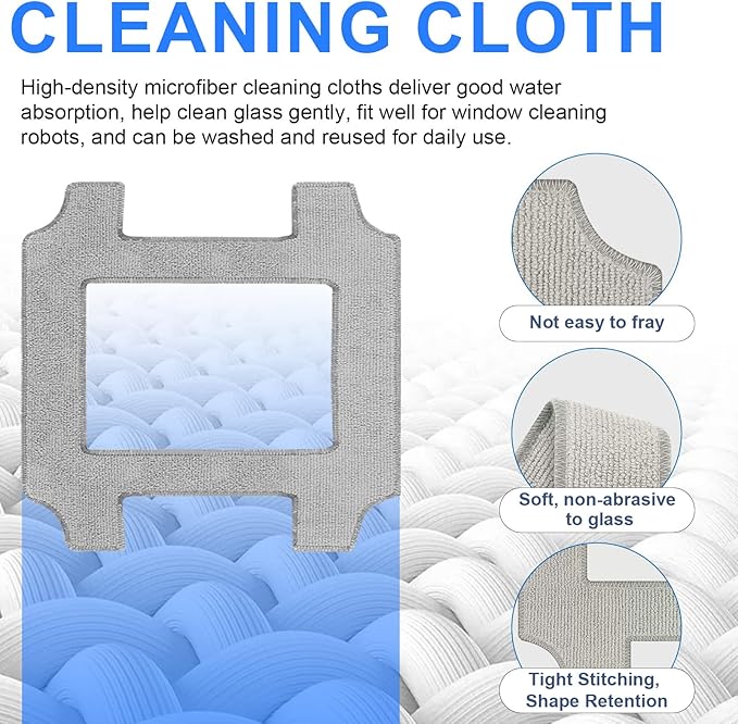 Cleaning Rag for ECOVACS WINBOT W2S/ W2S Omni Window Cleaning Robot, Washable and Reusable W2S Mop Pad Accessories 12 Pcs