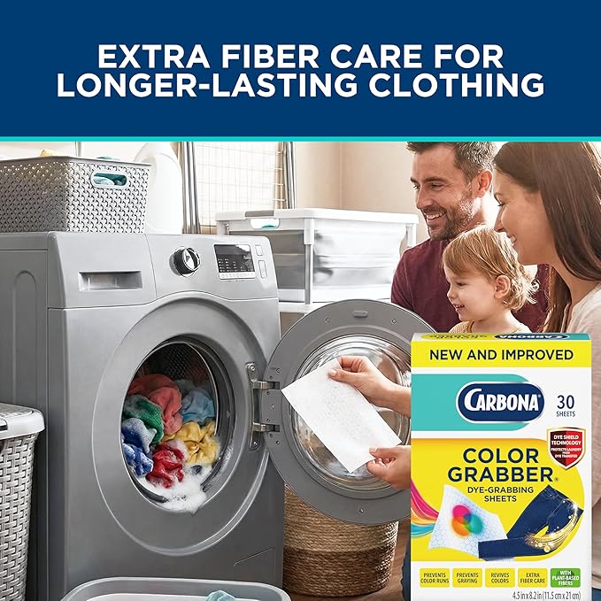 Carbona Color Grabber™ | Protects Laundry from Color Runs or Bleeds | Mix Whites & Colors | in-Wash Dye Grabbing Sheets | 30 Count Per Box, 1 Pack