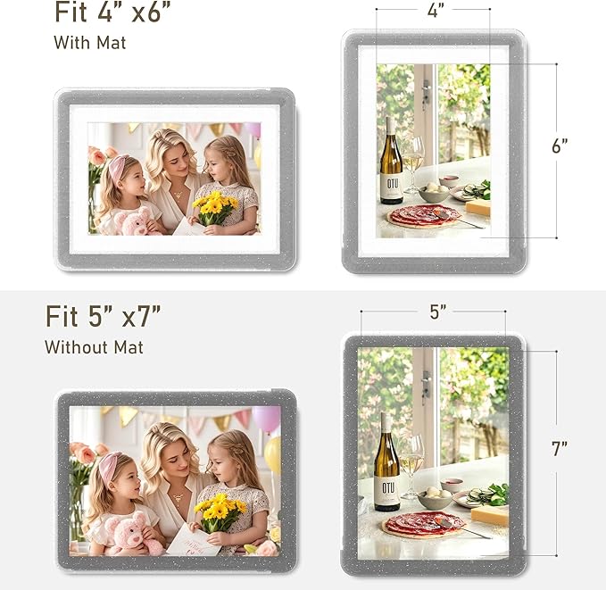 5x7 Picture Frame, Clear Acrylic Photo Frame with White Mat for 4x6 Photos, One-Piece Shatterproof Tool-Free Design, UV-Resistant Waterproof Tabletop Frame for Home Office Decor with 10-Year Warranty
