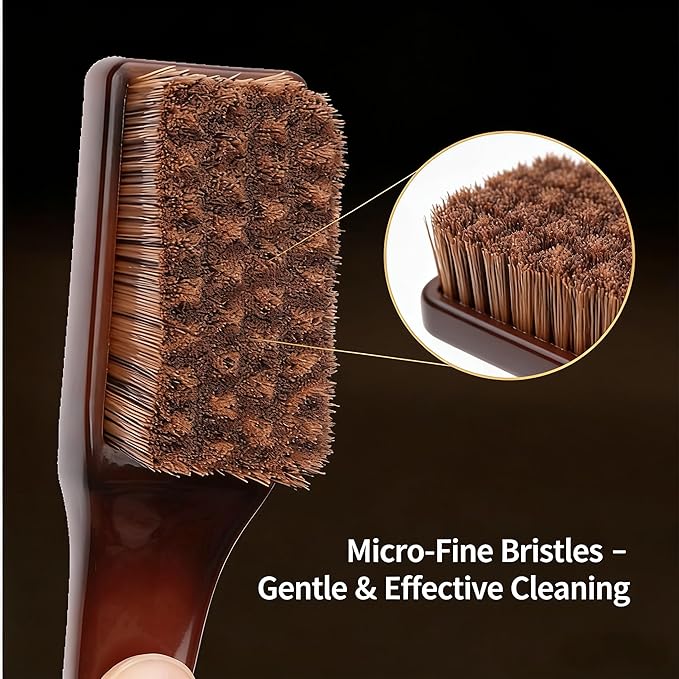 Multi-Purpose Cleaning Brush Set with Carbon Gray Hard Bristles, Bamboo Charcoal Soft Bristles, and Yellow Sponge, 3 Pack Small Detail Brushes for Collectibles, Toys, and Crevices