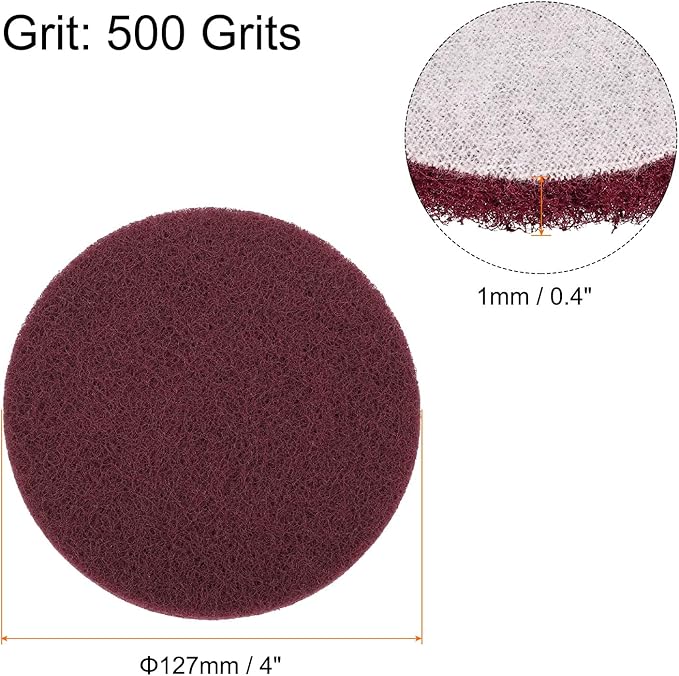 HARFINGTON 12pcs Scrubber Scouring Pads 500 Grits 5 Inch Drill Power Brush Hoop and Loop Surface Conditioning Disc Drill Scuffing Disc Scrub Pads for Home Kitchen Cleaning, Dark Red