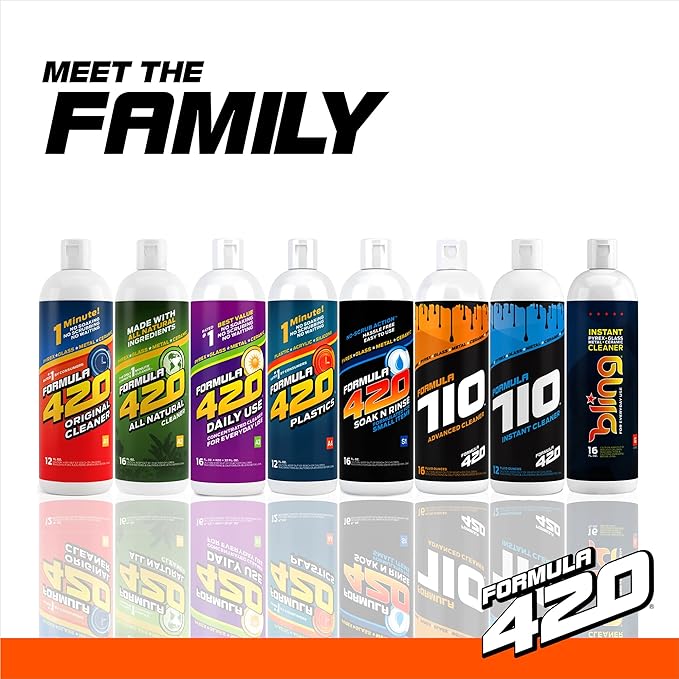 Formula 420 Bundle Pack : 1 Bottle ALL NATURAL Pipe Cleaner - Cleans - Glass, Pyrex, Metal, Ceramic 16 oz, 1 Bottle Soak-N-Rinse 16 oz & 1 Bottle Formula 710 Advanced Cleaner
