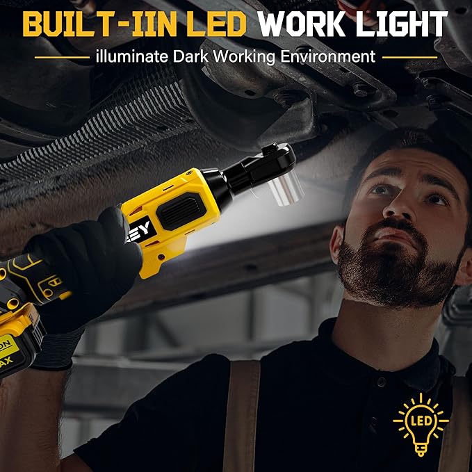 3/8" Cordless Ratchet Wrench for DEWALT 20V MAX Battery, 45 Ft-lbs(60 N.m) Power Electric Ratchet Tool Kit, Variable Speed Control, 7 Sockets, 1/4"Adapter & 3" Extension Bar (Tool Only)