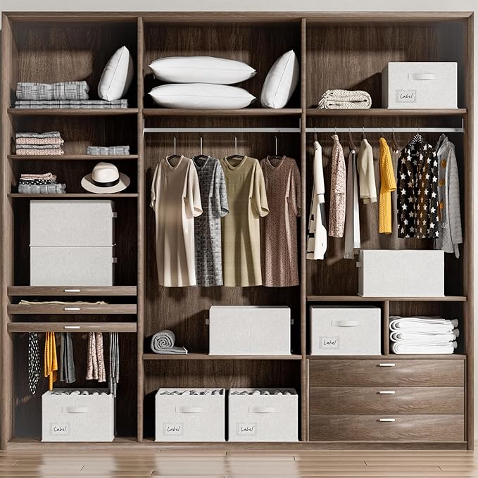 FHSQX 4 Pack Shoe Organizer for Closet,Foldable Shoe Organizer,Fits up to 48 Pairs,Storage Containers With Bottom Support for Shoes (Light Grey, (16.5 * 12.6 * 9.5) x4)