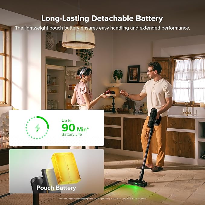 roborock H60 Hub Ultra Cordless Vacuum Cleaner with Auto-Empty Dock, 210AW Suction Stick Vacuum Cleaners for Home and Pet Hair, Rechargeable, 90-Min Runtime, Anti-Tangle Brush, 140° LED Dust Detection