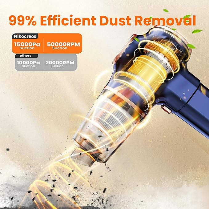 Portable Car Vacuum Cordless Mini Handheld Vacuums Cleaner Rechargeable with LCD Display and Multi-Nozzles, High Power Hand held Cleaners for Car, Home, Office, Sofa, Pet Hair,Keyboard