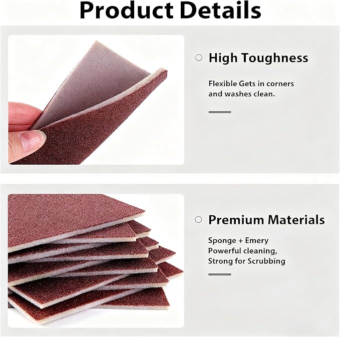 Carborundum Sponge Nano Emery Sponge Brush Eraser Scrub Kitchen Cleaning for Removing Rust Pots，Household Cleaning Tool (Dark brown-20pcs)