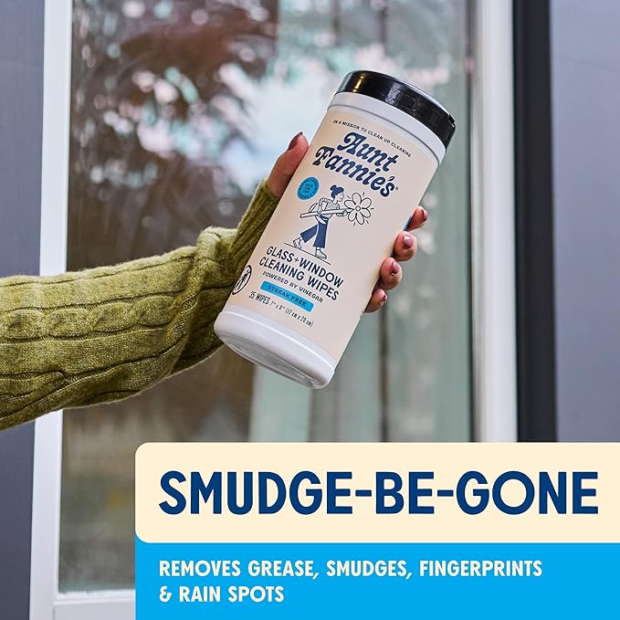 Aunt Fannie's Glass & Window Cleaning Bundle, Vinegar Spray and Wipes, Natural Streak-Free Spray, Pack of 3