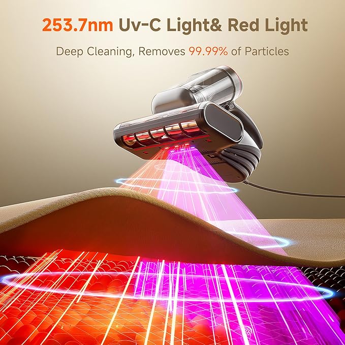 uwant Mattress Vacuum Cleaner 700W 20Kpa, Triple Deep Cleaning Bed Vacuum Cleaner, Bed Cleaner with Aromatherapy Purification, Triple Heating System HEPA Filter&Ultrasonic Mattress Vacuum for Sofa