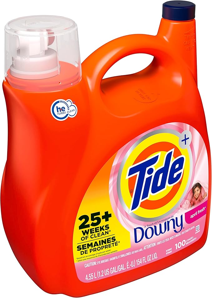 Tide Liquid Laundry Detergent with A Touch of Downy, April Fresh, 100 Loads 154 Fl Oz