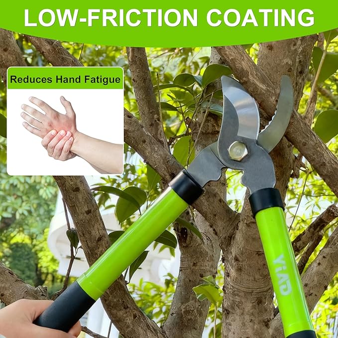 YIAD Garden Pruning Set with Lopper & Shears, 1.5-0.5" Cutting Capacity, Sharp Steel Blade, Ergonomic Handle, for Tree Branch Trimming, Fruit Tree, Shrub, Hedge, Garden Yard Flowers Plants