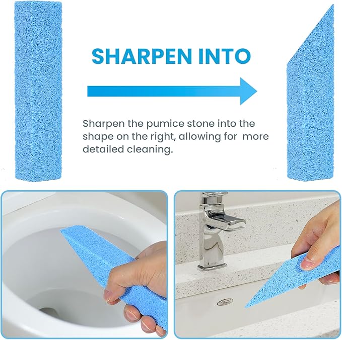 14 Pack Pumice Stone for Toilet Bowl Cleaning, Powerfully Cleans Hard Water Rings, for Cleaning Toilets, Bathtubs, Grills, Swimming Pools, Sinks(Blue)