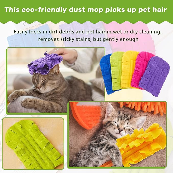 Zubebe 20 Pcs Duster Refill Reusable Fleece Duster Refills Feather Flat Dusters Multi Surface Washable Cleaning Pads Tools for Home, Blinds, Car, Pet, Furniture, Fans (Dark Color)