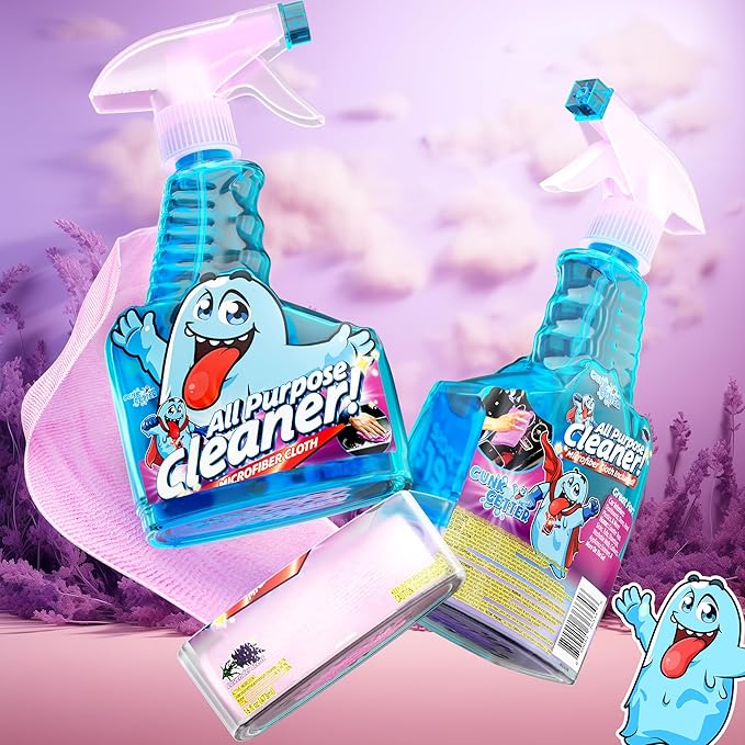 Spray Bottle With Microfiber Cap - All Purpose Cleaner 16oz - Lavender (2 Pack)