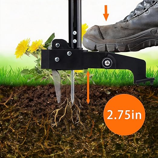 MORAIS Weed Puller Tool, Stand Up Weed Puller Heavy Duty Garden Tool with 4-Claw Steel Head, 39"-46" Retractable Handle & Easy-Eject Mechanism, Easily Remove Weeds Without Bending, or Kneeling