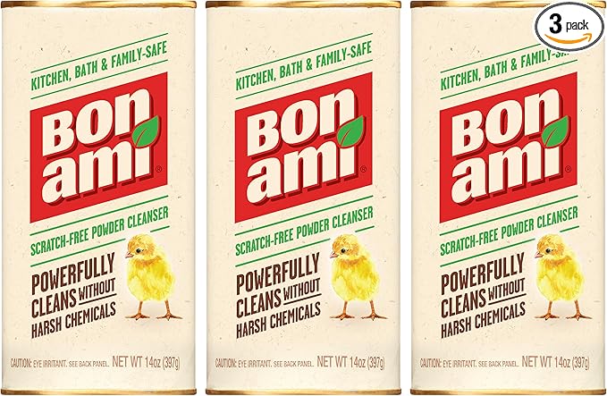 BON AMI Powder Cleanser for Kitchens & Bathrooms - All Types of Surfaces, Cleans Grime & Dirt, Polishes Surfaces, Absorbs Odors (3 Pack)