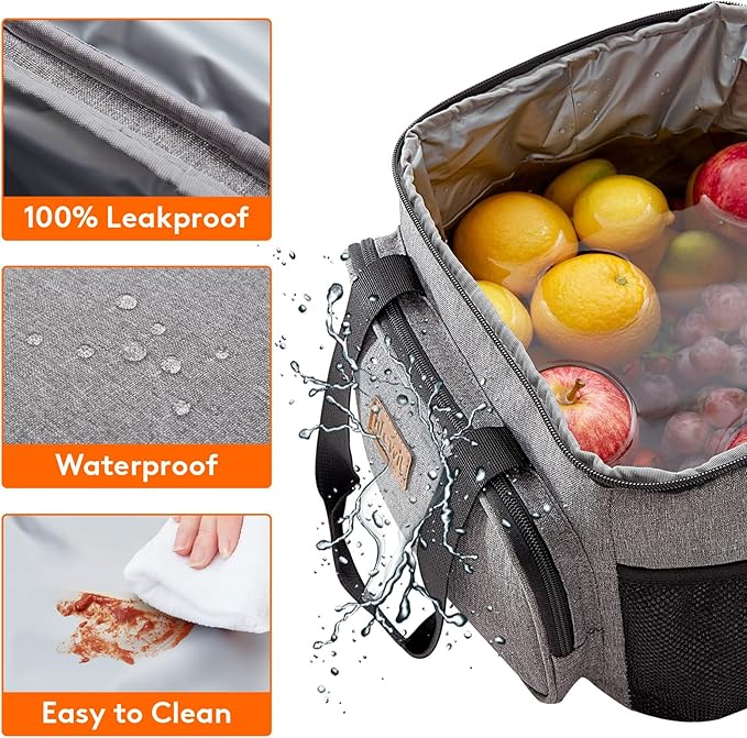 Lifewit Large Lunch Bag, Insulated Lunch Box, Soft Cooler Cooling Tote for Adult Men Women, Gray 24-Can (15L)