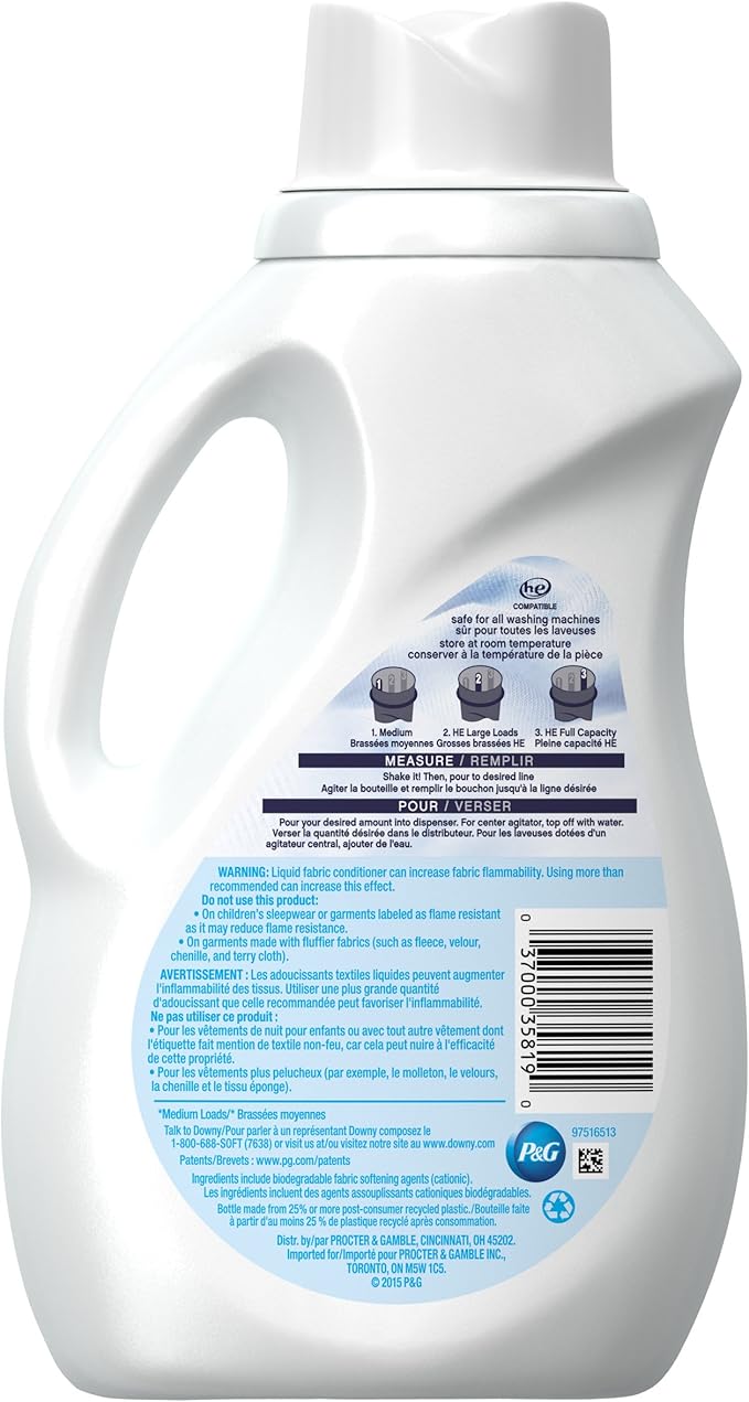 Downy Free & Gentle Liquid Fabric Conditioner for Sensitive Skin, 34 Fl Oz