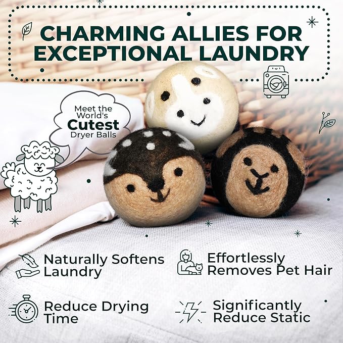 No More Dryer Sheets! XL Wool Dryer Balls 6-Pack, Reusable Laundry Softener & Static Reducer, Eco-Friendly, Long-Lasting, Safe for Sensitive Skin