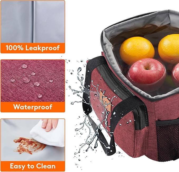 Lifewit Medium Lunch Bag, Insulated Lunch Box, Soft Cooler Cooling Tote for Adult Men Women, Burgundy 12-Can (9L)