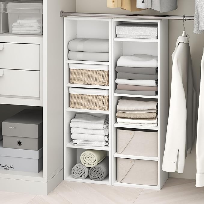 Furinno PASIR 10-Tier Closet Organizers and Storage, Open Shelf, Storage Organizer, 12-Inch Width, for Closet, Bedroom, White