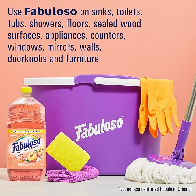 Fabuloso Multi-Purpose Cleaner, 2X Concentrated Formula, Floor Cleaner, Peach Scent, 56 fl oz
