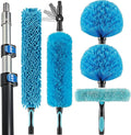 20 Foot High Ceiling Fan Duster with 5-12ft Extension Pole, Extendable Reusable Cobweb, Feather, Window Cleaning Squeegee Kit