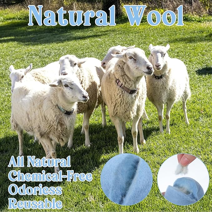 15 Pack Wool Dryer Balls, XL 3 Inch Reusable Laundry Natural No Lint Fabric Softener Ball, Replaces Dryer Sheets Wool Balls for Reduce Wrinkles Save Drying Time (Vivid Color)
