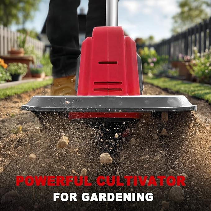 Cordless Tiller Cultivator Compatible with Milwaukee 18V Battery(Tool Only), Electric Garden Tiller w/270 RPM, 48 Steel Tines, 8.7" Tilling Width, 6.3" Depth, Portable Rotary Tiller