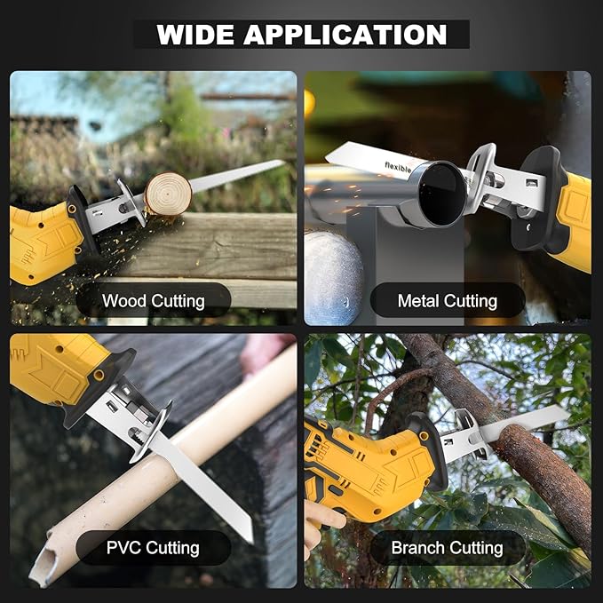 Cordless Reciprocating Saw for Dewalt 20V Battery, 150W Power Brush Reciprocating Saws, 0-3500 SPM Variable Speed, 4 Saw Blades Kit Cutting Tool for Wood Metal PVC (Battery Not Included)
