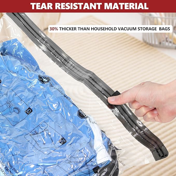 Vacuum Bags for Travel with Rechargeable Pump, 8 Medium Compression Packing Seal Bags for Luggage Suitcase, Space Saver for Clothing and Clothes Storage Travel
