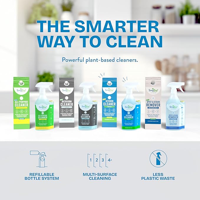 Simpleaf Clean Kitchen Degreaser Cleaner | Refill System Cleaners| Bleach‑Free| Ammonia‑Free|Grease, Oils & Food Soil Remover | Citrus Zest 24oz x 2