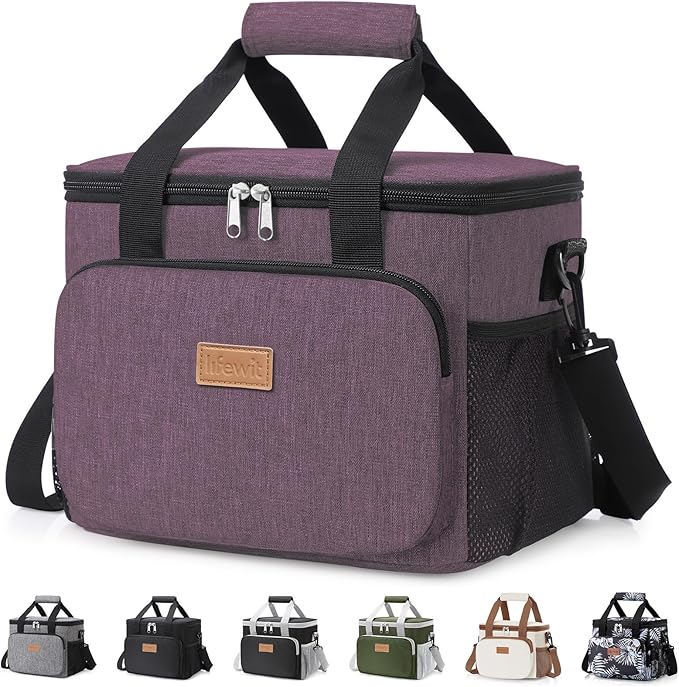 Lifewit Medium Lunch Bag, Insulated Lunch Box, Soft Cooler Cooling Tote for Adult Men Women, Purple 12-Can (9L)