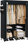 CASAMAYA Portable Closet, 34 Inch Large Capacity Wardrobe Closet with Cover, Clothes Storage Organizer with Shelves and 2 Hanging Rods, Easy to Assembly, Black PCT202B01