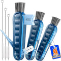 6 Pack Holikme 4 in 1 Cup Lid Cleaning Brush Set with 3 Straws, Multifunctional Bottle Brush, Silicone Cup Lid Gap Cleaner, Durable Bristle Crevice Cleaning Brush, Navy