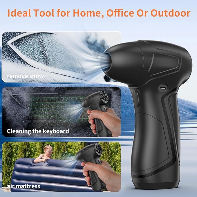 Rechargeable Compressed Air Duster for PC Computer, Cordless Mini Air Blower Portable, Super Powerful Dust Blower Speed Adjustable, Air Duster for Home, Outdoor, Leaf, Keyboard