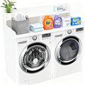 NAT Maya 2-Tier Washer and Dryer Countertop, 54" W x 27.6" D Laundry Room Organization,Washer Dryer Topper Storage for Folding Clothes Over Washer and Dryer-White