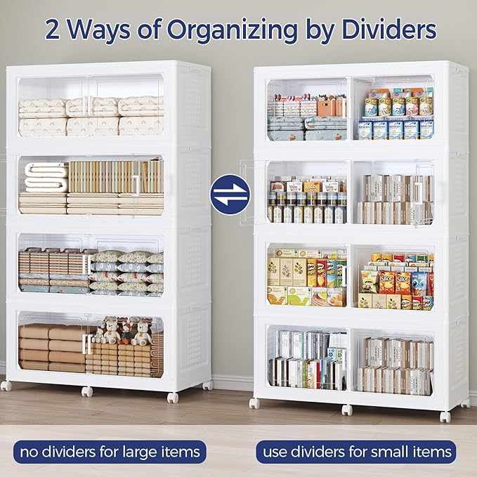 150GAL Extra Large Storage Bins with Lid, 600Qt Stackable Closet Organizers and Drawers, Collapsible Storage Bins with Wheels, Folding Containers for Home, Kitchen Office, 3Pack White