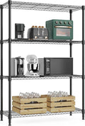 M MZG 1000 lbs 4Tier Shelf Metal Storage Shelves Wire Rack Closet Organizers with Wheel for Garage Kitchen Bathroom Laundry Black 13.7" D x 29.5" W x 47.2" H
