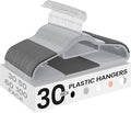 SONGMICS Pack of 30 Coat Hangers, Space-Saving Plastic Clothes Hangers, Non-Slip, 0.2 Inches Slim, 16.5 Inches Wide, 360° Swivel Silver Hook, Light and Dark Gray UCRP20G30