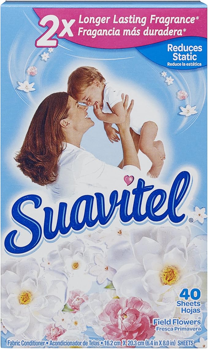Suavitel Fabric Softener Dryer Sheets, Field Flowers, 40 Count