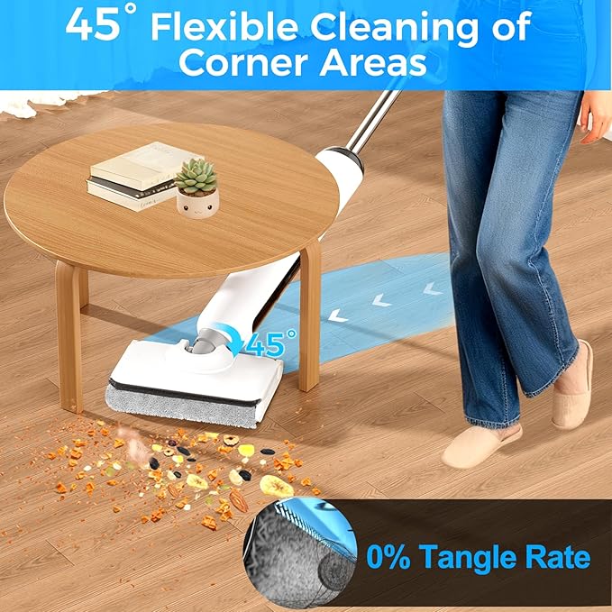 HABIUBIU Wet Dry Vacuum Cleaner, 180° Lay-Flat Cordless Vacuum Mop Combo with Edge Cleaning, All-in-One Floor Cleaner for Hard Floors, 45mins Runtime, Full-Path Self-Cleaning&185℉ Flashdry