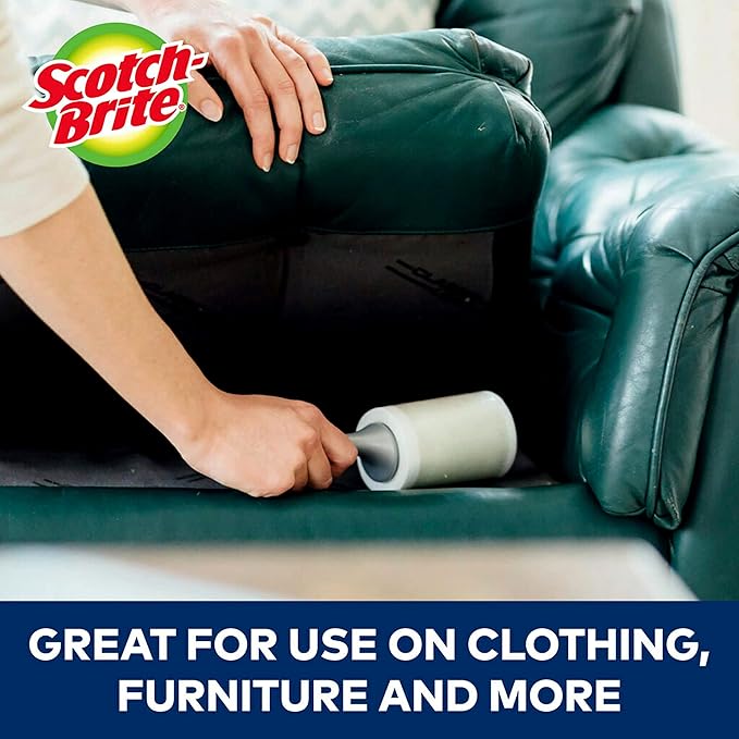 Scotch-Brite Extreme Clean Heavy Duty Lint Roller, Advanced Lint Removers for Larger Debris, Extra Sticky Lint Roller for Clothes, Pet Hair, Furniture, Cars, Offices, and More, 48 Sheets, 6 Pack